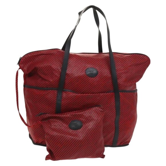 GUCCI Shoulder Bag Nylon Leather Red Black Auth - Picture 1 of 16